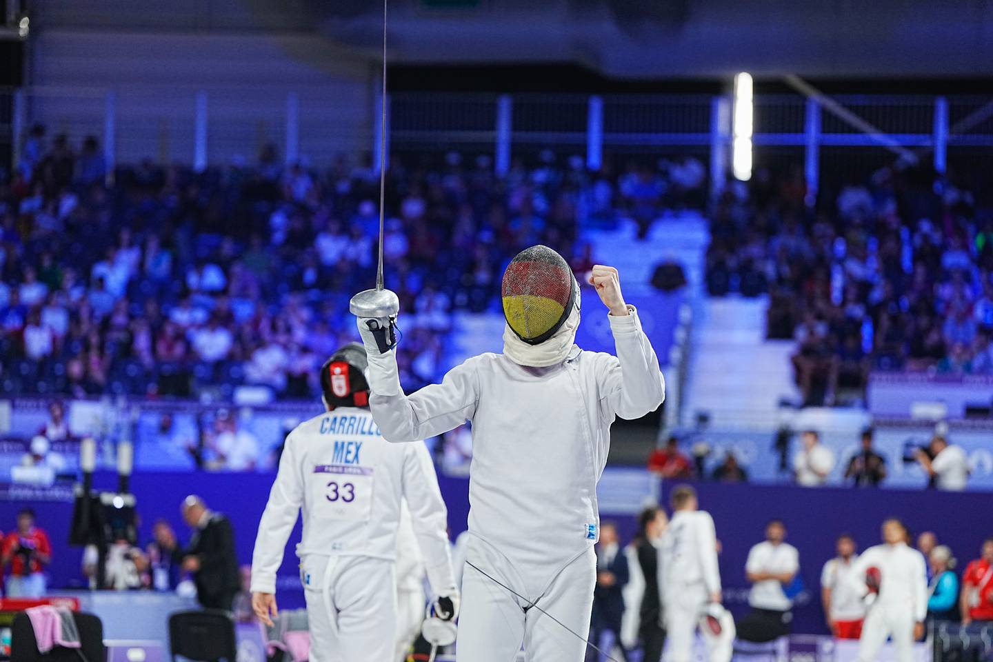 Emiliano Hernández, abanderado de la delegación mexicana, compite en el pentatlón moderno de París 2024. (Foto: Mexsport)