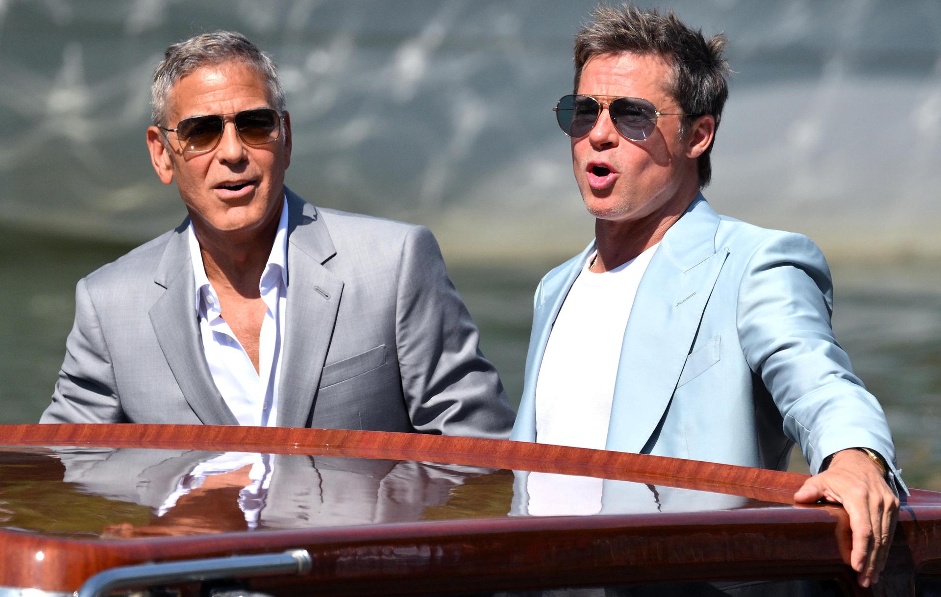 Brad Pitt y George Clooney revolucionan la noche en Venecia