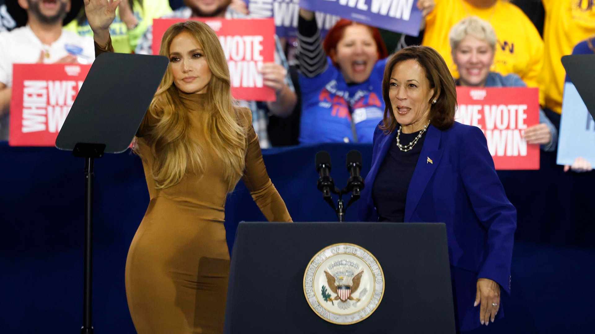 JLO impulsa campaña de Kamala Harris y llama al voto latino en Las Vegas