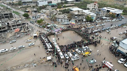 Vista aérea del lugar de la liberación en Rafah.