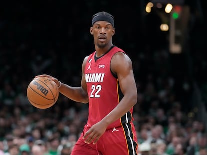 El delantero del Miami Heat, Jimmy Butler, durante un partido contra los Boston Celtics.