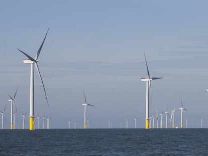 Un parque de generación eólica marina de Iberdrola, ubicado en aguas de Alemania.