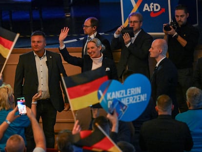 Asistentes a un mitin de la candidata de AfD, Alice Weidel, el 9 de febrero en Heidenheim (Alemania).