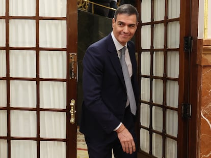 El presidente del Gobierno, Pedro Sánchez, durante la primera sesión de control al Ejecutivo del año, este miércoles en el Congreso.