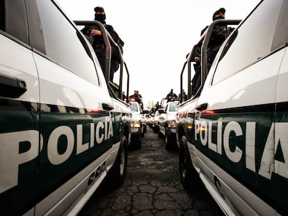 Elementos de la policía en Ciudad de México, en julio de 2024