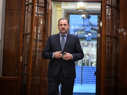 José Luis Ábalos, exministro de Transportes, en el Congreso de los Diputados, el pasado diciembre.