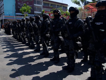 Elementos de la Policía Estatal el 9 de diciembre en Tapachula, Chiapas.