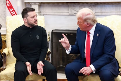 Momentos de tensión entre el presidente ucraniano, Volodímir Zelenski, y el presidente estadounidense, Donald Trump, durante su reunión en el Despacho Oval de la Casa Blanca.