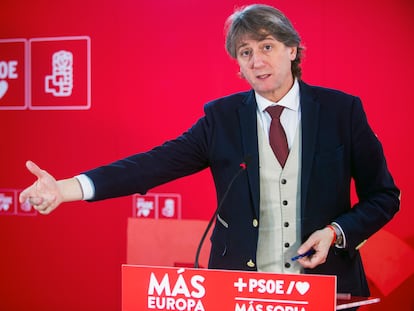 El alcalde de Soria, Carlos Martínez, en el acto de presentación de su precandidatura al PSOE de Castilla y León