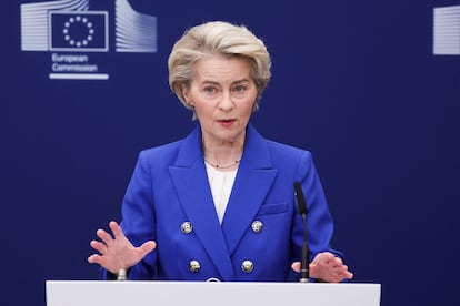 La presidenta de la Comisión Europea, Ursula von der Leyen, este martes en Bruselas.