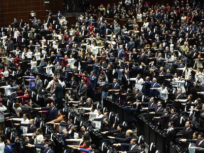 Toman protesta de los legisladores durante la sesión en la Cámara de Diputados en la Ciudad de México. El 29 de agosto 2024.