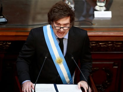 El presidente de Argentina, Javier Milei, en el Congreso Nacional en Argentina.