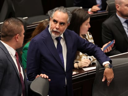 El ministro de Interior, Armando Benedetti, en el Congreso de la República, en Bogotá.