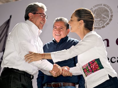 Ricardo Monreal, David Monreal y Claudia Sheinbaum en Zacatecas, en noviembre de 2024.