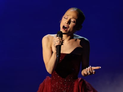 Ariana Grande performs during the Oscars show at the 97th Academy Awards in Hollywood, Los Angeles, California, U.S., March 2, 2025. REUTERS/Carlos Barria