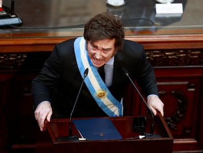 El presidente argentino, Javier Milei, en el Congreso Nacional en Argentina, el 2 de marzo.