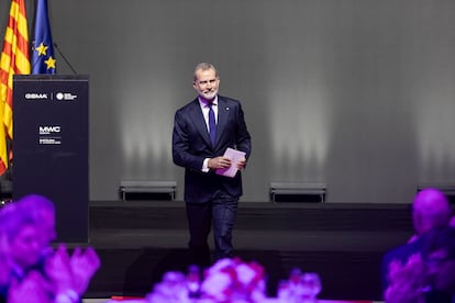 El Rey Felipe VI, en el Mobile World Congress 2025 en el Museo Nacional de Arte de Cataluña.