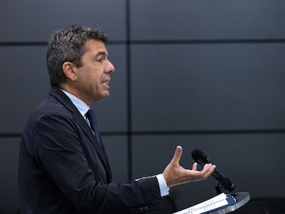 bvmw3bd4uzbppc6dl52fir5agq El president de la Generalitat, Carlos Mazón, durante la presentación del nuevo corredor noroeste de Metrobús CV103, este viernes en Benaguasil.