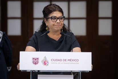 czifhz4eafcqnps3r5a5u5zvai Clara Brugada durante una conferencia, en Ciudad de México, este martes.