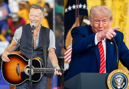 Combo de fotografías de archivo donde aparecen el músico Bruce Springsteen y el presidente de Estados Unidos, Donalds Trump.