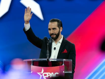 ip22nixgovffxh5lqh66tcx4gq-2 Nayib Bukele durante su participación en la Conferencia de Acción Política Conservadora en Maryland, Estados Unidos, en febrero de 2024.