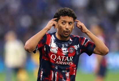 vilnxva3qrdenmm3qaktu2jega Marquinhos gesticula durante el calentamiento previo a la Final de la UEFA Champions League.