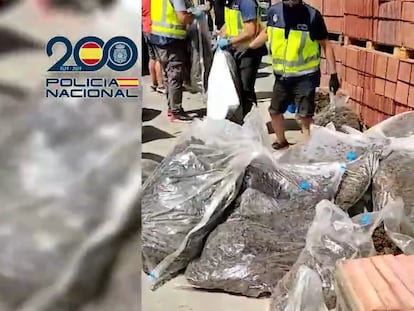 ywts4dbr6rhmlazclt6em7uyli Varios sacos con cogollos de marihuana incautados por la Policía en la operación Wilson.