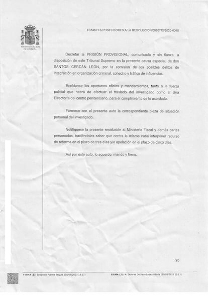 amcoclzpj5gkdnnelqlco6zbiy Auto prisión Santos Cerdán