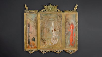 bgznbus6zfe23dhrb7rcwozrpu-1 La obra 'Sueño de sirenas' de Leonora Carrington se ha presentado esta semana en la instalación de la galería Di Donna, durante la feria suiza Art Basel 2025.