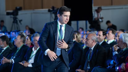El presidente del BBVA, Carlos Torres, durante a la 40 Reunió Cercle d'Economia, en el Palau de Congresos de Cataluña en mayo de 2025.