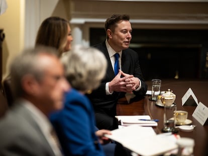 Elon Musk habla durante una reunión del gabinete de Donald Trump, en marzo pasado.