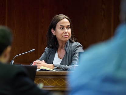 ohvpdrhkezgnboonkoygddkjae Isabel Pardo de Vera, expresidenta de Adif, en la comisión de investigación del 'caso Koldo' en el Senado, el 29 de mayo.