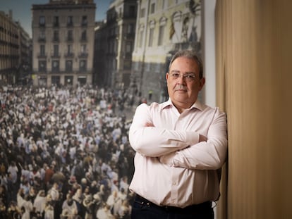 El secretario general de Metges de Catalunya, Xavier Lleonart, en la sede del sindicato.