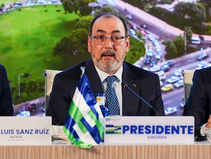 El presidente de CAF, Sergio-Díaz Granados, este lunes en Sevilla.
