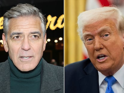 George Clooney y Donald Trump en una composición fotográfica.