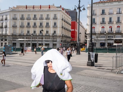 Ambiente en la Puerta del Sol durante la ola de calor.