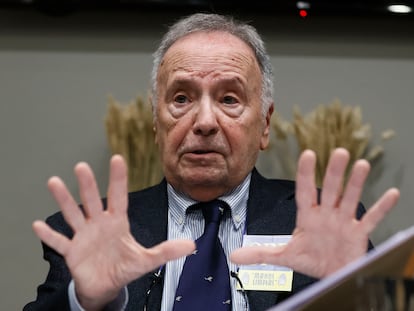 El presidente de Manos Limpias, Miguel Bernad, en 2024, tras ser absuelto por el Supremo de la condena previa de la Audiencia Nacional por extorsión.