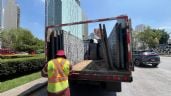 Foto ilustrativa de la nota titulada: Trabajadores de la CDMX retiran tapiales de la Glorieta de las Mujeres que Luchan