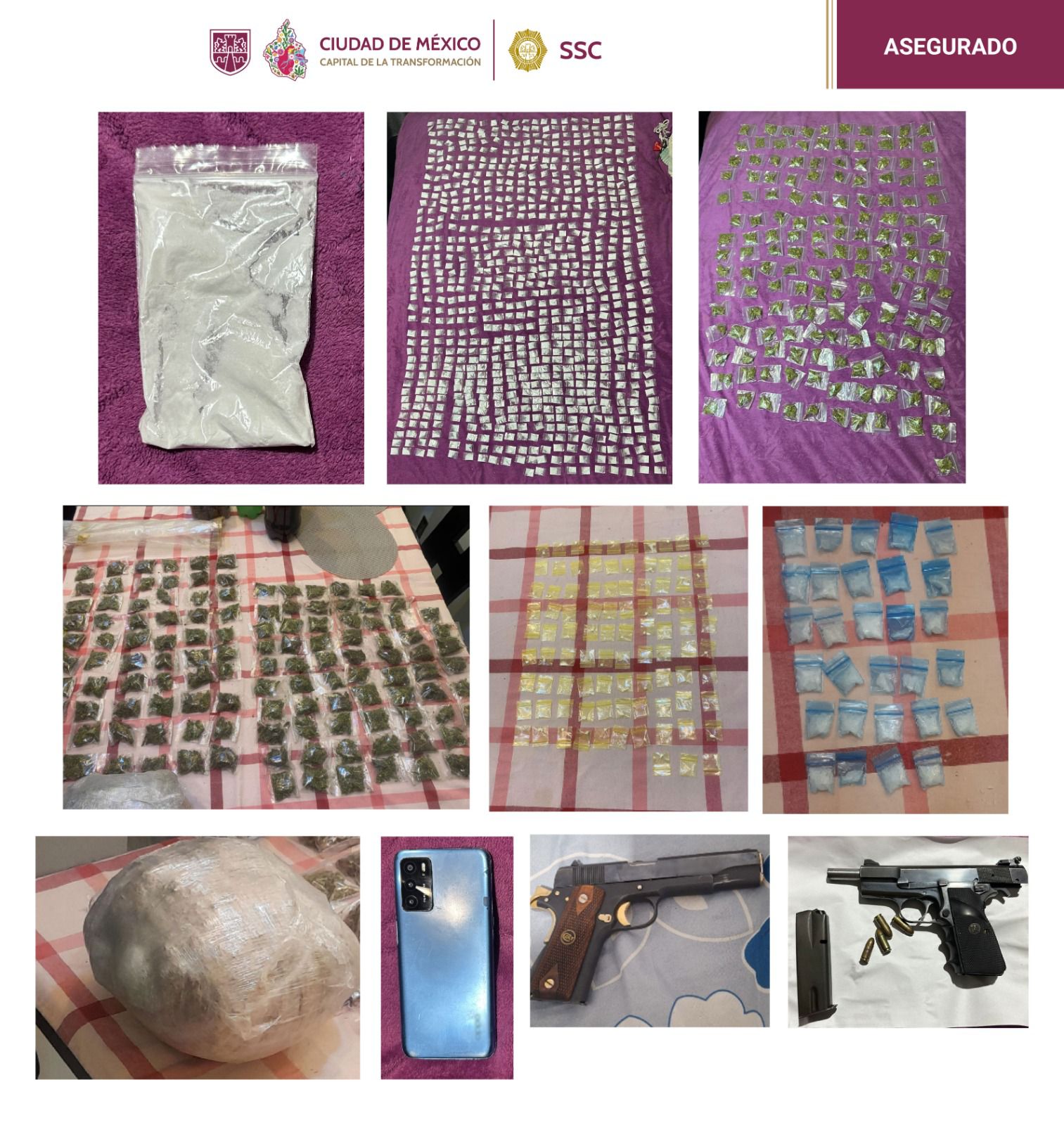 Detienen a líderes de Los Tanzanios y el Cártel de Tláhuac - drogas-y-armas-aseguradas-en-cateos-en-tlahuac-e-iztacalco