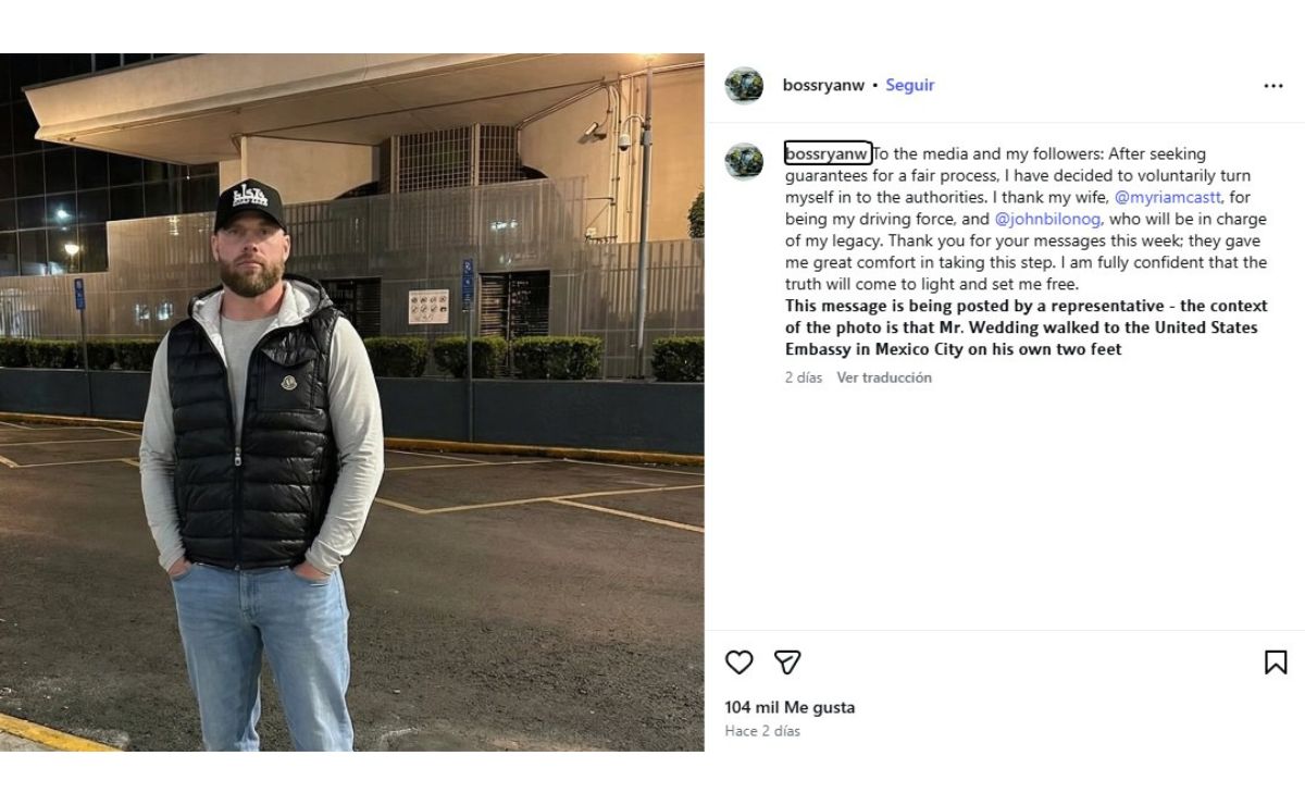 Sheinbaum reitera que Ryan Wedding se entregó y niega operaciones de EE.UU. en México - publicacion-de-ryan-wedding-sobre-su-entrega-a-autoridades-de-eeuu