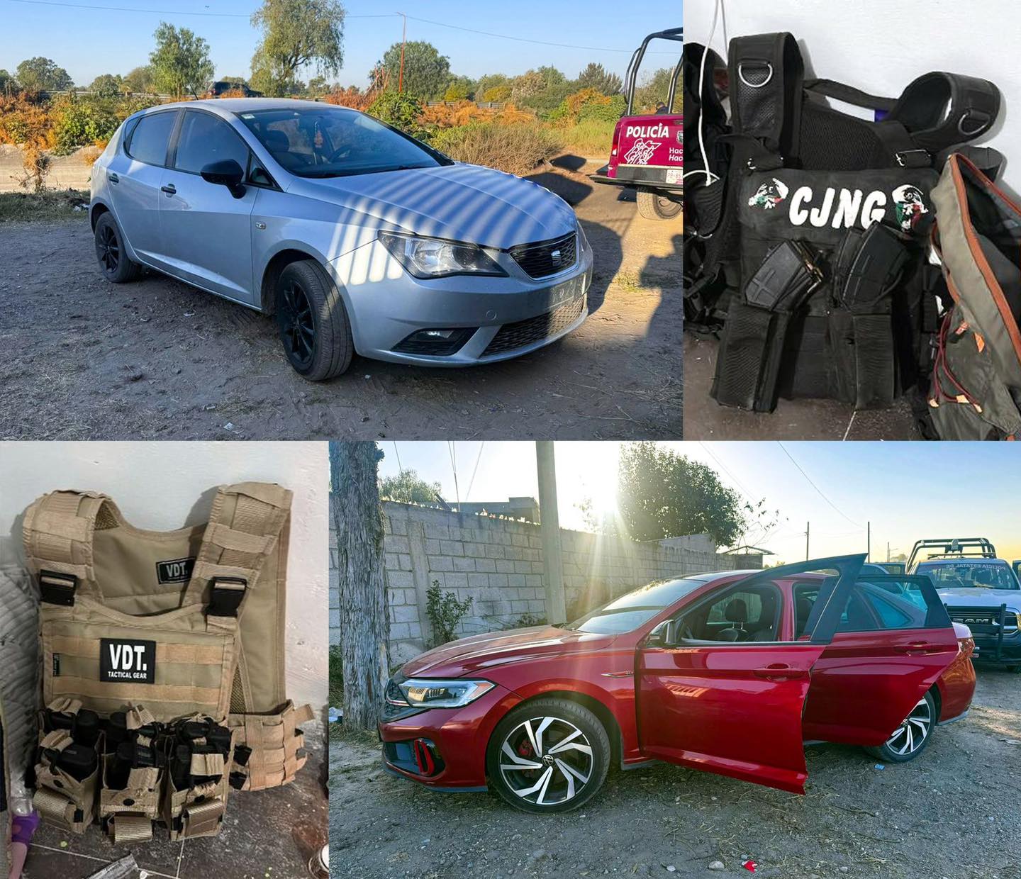 Detienen en Puebla a 9 presuntos miembros del CJNG - vehiculos-y-chalecos-tacticos-asegurados-a-9-presuntos-miembros-del-cjng