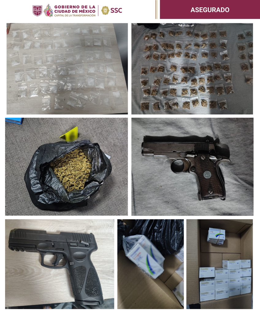 Detienen en Iztapalapa a ladrones de medicamentos - armas-droga-y-medicamentos-controlados-asegurados-en-iztapalapa