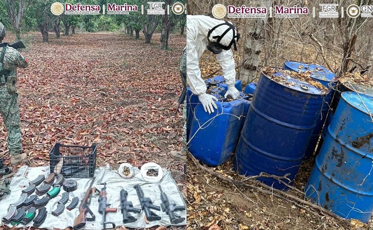 Detienen en Sinaloa a 'el 24', líder regional de una organización criminal - armas-municiones-y-drogas-aseguradas-en-sinaloa-durante-operativo-de-fuerzas-federales