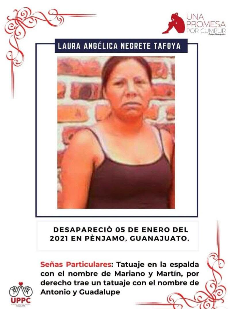 Asesinan a la buscadora Patricia Negrete en Guanajuato - ficha-de-busqueda-de-laura-angelica-negrete-tafoya