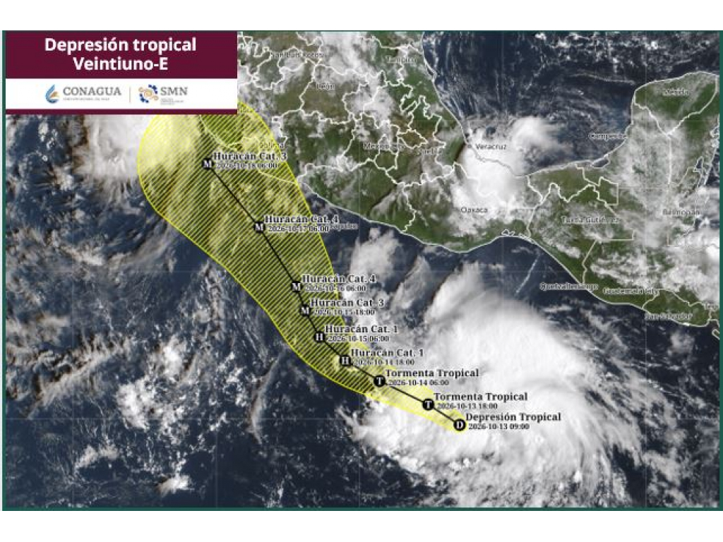 Surge nueva depresión tropical en el Pacífico; prevén que evolucione a huracán rápidamente - trayectoria-del-ciclon-trudy